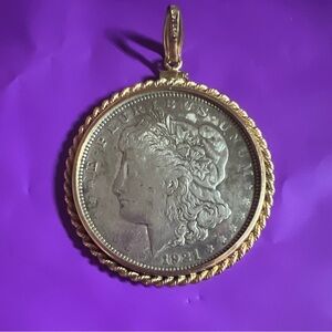 Vintage Coin Pendent 1921 $1 Silver Coin